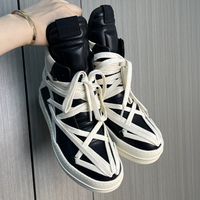 Nouvelle Arrivée 38-46 Baskets montantes à lacets uniques Hambo, design multi-lacets spécial, en cuir, style bottes décontractées