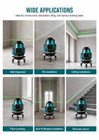 Niveau laser vert WUKI de qualité industrielle, 5 lignes croisées 3D à 360 degrés, super lumineux, faisceau laser rotatif 4D, auto-nivelant, 3 m
