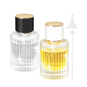 Custom Square <b>Empty</b> 30ml 50ml 100ml Luxury Perfume <b>Bottle</b> Men <b>Spray</b> Vertical Stripe Screen Printed Pump Sprayer - Product Image 1