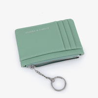 Harga pabrik minimalis dompet PU ramping kartu kredit portabel pendek dan dompet koin uang tunai pemegang dengan penutup ritsleting