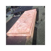 Dalle de marbre rose personnalisée de luxe rétroéclairée en cristal de quartz rose pour salle de bain et cuisine, design moderne durable pour plan de travail