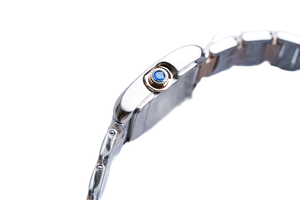 Reloj de pulsera mecánico automático para mujer, de dos tonos, plateado y dorado, con esfera de números romanos y manecillas azules - Product Image 5