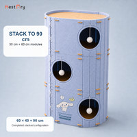 En gros, Lit pour chat en feutre multicouche, universel toutes saisons, bleu, mignon, avec structure d'escalade, maison-caverne et cachette, lavable