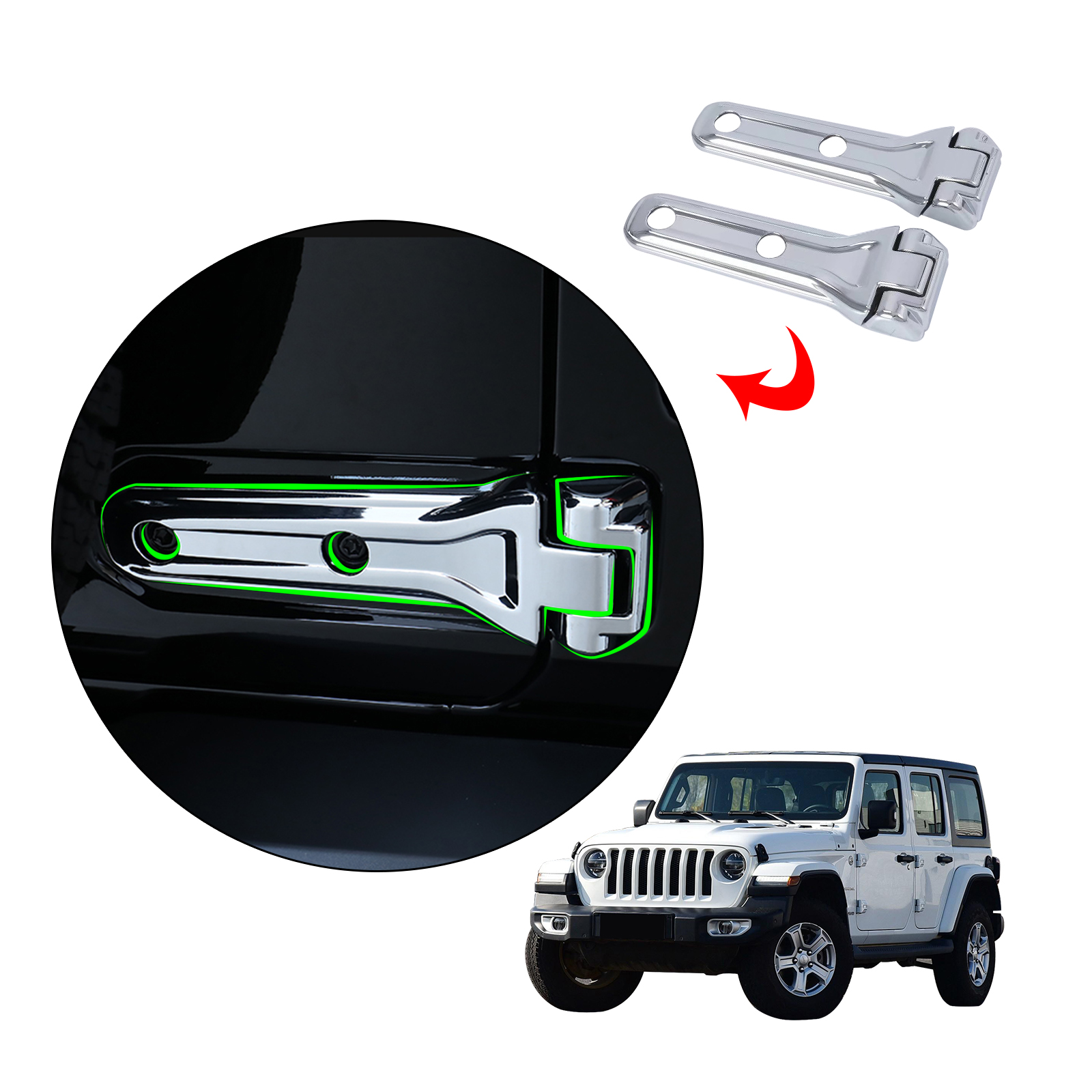 Exterior Accessories Jeep Red Door Hinge Cover Trim For Jeep Wrangler Jk Jku 2007 2018 No 390242 - Foto 7