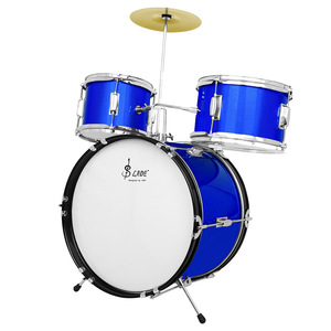 Vente en gros SALDE L7006 Ensemble de batterie jazz pour enfants Tambourin 2-12 ans Trois tambours, un cymbale, double couche, métal, bois massif - Product Image 3