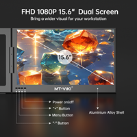 MT-VIKI Écran Triple 15.6" Extension Portable pour Ordinateurs Portables Win/Mac, Moniteur Double IPS FHD 1080P pour PC Portables 11"-16" Rotation 360°