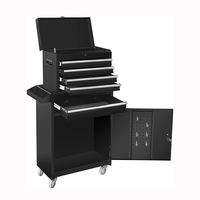 JH-Mech Coffre à outils détachable à 4 tiroirs Étagères réglables Établi de garage et armoire à outils roulants combinés