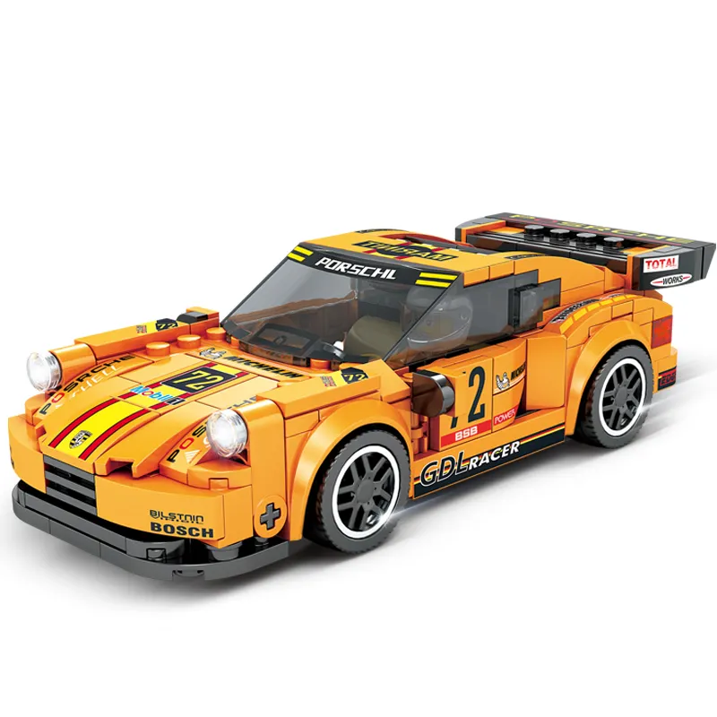 High quality low price 302pcs assemble building block Orange Super Speed Sports Racing Car Model blocks building toy