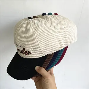 Custom buckle hat,corduroy dad hat women and mens, Ice cream color cap custom embroidery logo