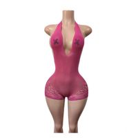 Nouvelle combinaison short une pièce en dentelle, style européen et américain, sexy, très élastique, dos nu