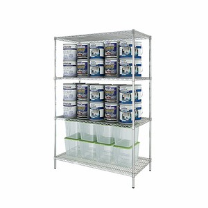 Estantería de Alambre Cromado de Grado Comercial con Ruedas, Estante de Almacenamiento Ajustable de 4 Niveles <span class=keywords><strong>para</strong></span> Almacén Industrial - Product Image 1