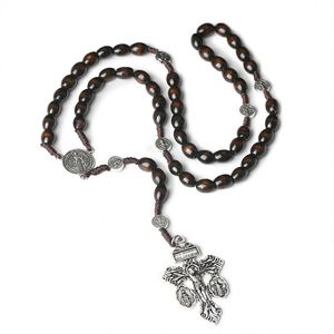 [En stock] Collier Chapelet Croix Catholique Pendentif Pardon Chrétien 8*10mm Souvenir de Pâques et de l'Expiation Bijoux de Pardon Vente en Gros - Product Image 1