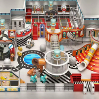 Équipement de terrain de jeu intérieur direct usine, thème moderne multi-zones, basketball, trampoline, tour conique, toboggan spiralé, billard