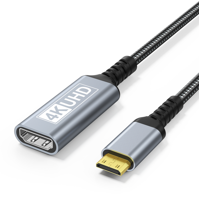 Ultra HD Mini HDMI to HDMI Cable 4K 60Hz 2.0 Male Bi-Directional Nylon Braided Compatible with MacBook Xbox PS5 Smart TV PC