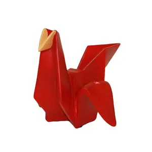 เซรามิก Origami สีแดงโทนเครนนกรูปแกะสลักเครื่องประดับมิเรอร์