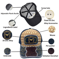 Gorra Snapback Unisex Personalizada con Logotipo Metálico 3D de Herradura, Bordado de Personajes en Mezclilla, Malla, Lona y Jersey, Estilo Western Étnico y a la Moda