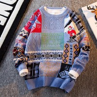 Pull en coton tricoté de haute qualité, décontracté et élégant, à col rond, grande taille, pour homme, vente en gros