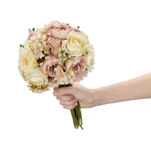 2024 produttori di forniture nuziali bouquet da sposa peonia rosa flores artificiales fiori da sposa mazzi di fiori di seta fiore