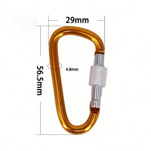 Laser Etched Small D Shape 4.8mm Aluminum Rod Diameter Hiking Portable Screw Gate Locking Carabiner <b>Clips</b> - Product Image 3