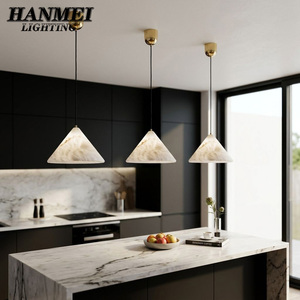 Alabaster Minimalist Style Cone Lamp Design Restaurant Bar Bedroom Bedside Chandelier Pendant <b>Lights</b> HM-ZZ-8276 Warm White <b>Light</b> - Product Image 3