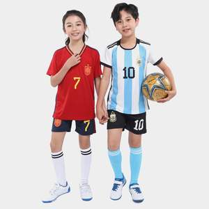 <span class=keywords><strong>Camiseta</strong></span> de Fútbol para Niños Personalizable de Manga Corta de Poliéster OEM/ODM Uniforme para Argentina <span class=keywords><strong>Brasil</strong></span> Portugal, Conjunto de Fútbol Juvenil Unisex - Product Image 1
