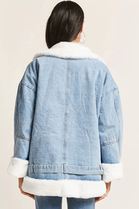 Giacca <span class=keywords><strong>di</strong></span> jeans 043 da <span class=keywords><strong>donna</strong></span> in pelliccia sintetica con marchio elegante <span class=keywords><strong>di</strong></span> alta qualità - Product Image 3