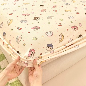 Cute Printed Cotton Fitted Sheet 1.8m Bed Breathable Non Slip Mattress Protector Cartoon Pattern Four Seasons Use - Product Image 3