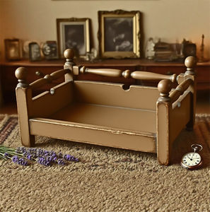 <span class=keywords><strong>Vintage</strong></span> Style Holz Haustier bett mit gedrehten Pfosten Distressed Cream Finish Robuste Struktur für kleine Haustiere Dekorative Mini-Möbel - Product Image 6