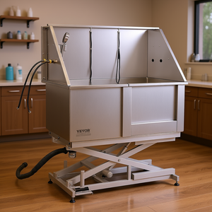 Station de toilettage pour chien en acier inoxydable Vevor, 50 pouces, avec réglage électrique de la hauteur, baignoire avec robinet et boîte à savon - Product Image 2