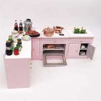 Mini-meubles de cuisine 1:12 pour maison de poupée : ensemble combiné table de cuisson, évier et comptoir avec couvercle pour jeux d'imitation culinaire