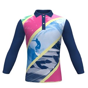 Polo de sport à manches longues pour homme avec impression par sublimation - Product Image 1