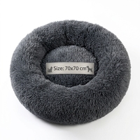 Coussin pour animaux de compagnie en peluche shaggy, ovale, pour chien et chat, 70 x 70 cm, fauteuil en fausse fourrure pour toutes les saisons