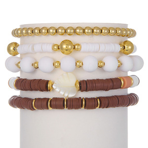 Conjunto de pulseras con cuentas a la moda, diseño de hojas de arcilla polimérica de varias capas, estilo bohemio, joyería para mujer ZXS0257 1 - Product Image 3