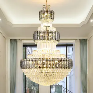 Customized Circular Crystal Chandelier For Zhongshan High-End Luxury Villa Engineering Hall Light Luxury Crystal Chandelier