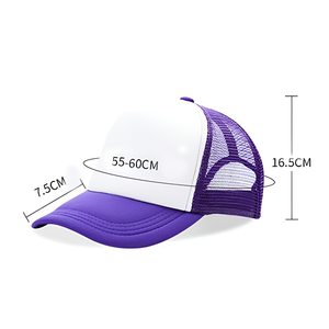 Venta al por mayor 100% algodón transpirable hombres sombreros de camionero de alta calidad personalizado 5 paneles de espuma sombrero de camionero gorra en blanco - Product Image 5