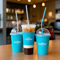 Gobelets jetables en plastique à paroi simple pour yaourt et boissons, 32 oz, avec couvercles, personnalisables, pour animaux de compagnie, qualité alimentaire OPS PP PET, échantillon gratuit