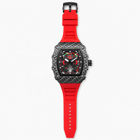 Montre analogique à quartz pour homme, cadran ajouré, étanche, bracelet en silicone, boîtier en alliage, forme carrée