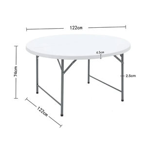 Juego de mesa de comedor redonda de 122cm de diámetro de fábrica <span class=keywords><strong>al</strong></span> por mayor, 6 sillas, mesa de comedor y sillas plegables de plástico - Product Image 6
