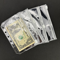 Carpeta económica A6 más vendida, bolsillos, 6 agujeros, cremallera transparente, carpetas archivadoras de PVC, bolsas impermeables para documentos, sobres transparentes para efectivo