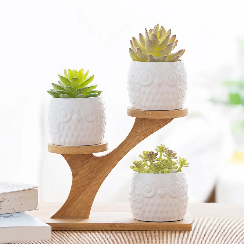 Hoye artisanat en céramique Animal plante Vase de décoration populaire pour la maison pot de hibou en porcelaine de haute qualité
