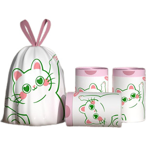 Miansi Drawstring Thickened Kitchen Trash Bags 100pcs Automatic Closure Handle Type Plastic Garbage Bags - Product Image 3