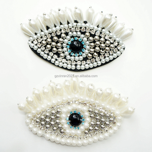 PH014 Custom Handmade Hot Fix Diamant Patch DIY Evil Eye Strass Perlen Applique Patch - Product Image 6