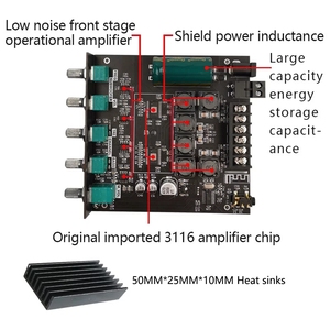 บอร์ดแอมพลิฟายเออร์ซับวูฟเฟอร์กำลังขับ 2*50W+100W 5.0 TPA3116D2 2.1 แชนแนล คลาส D TPA3116 พร้อมอีควอไลเซอร์เสียงสเตอริโอ - Product Image 3