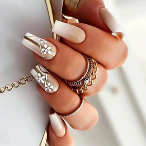 Luxe amande blanc presse sur les ongles conseils pour ongles Art ongles artificiels personnalisé imprimé manucure <span class=keywords><strong>pas</strong></span> <span class=keywords><strong>cher</strong></span> acrylique <span class=keywords><strong>faux</strong></span> ongles <span class=keywords><strong>Kit</strong></span> - Product Image 4