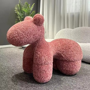 Nouveau mignon poney en forme d'enfants chaise pour salon chambre Villa luxueux moderne unique chaise de loisirs velours chaise longue - Product Image 3