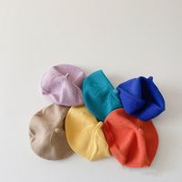 Béret tricoté respirant et coupe-vent de style coréen, couleur bonbon, pour bébés garçons et filles, printemps/automne ; Chapeau en laine chic et décontracté