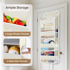 Organizador para colgar sobre la puerta con 10 compartimentos y ventana transparente para usar en el armario, baño o dormitorio. - Product Image 4
