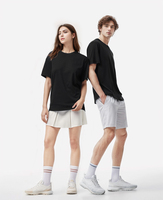 T-shirt en coton blanc à col rond et manches courtes pour homme, 220g, coupe classique, jersey décontracté, couleur unie
