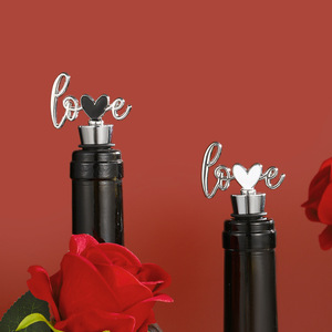 Love Wine <b>Stoppers</b> Silver Metal Sealing Bottle <b>Stopper</b> For Valentine Wedding Gift Red Pink White Black Heart Design - Product Image 3