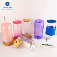 Ensemble de tasses en verre personnalisées de 16oz 20oz tasse à café et thé en verre gobelet en verre borosilicaté avec couvercle et paille